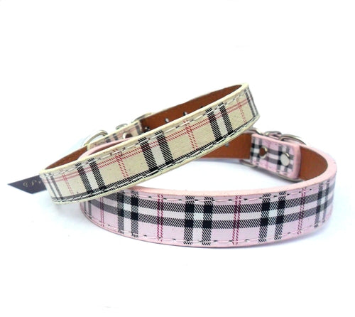 Burberry-style Tartan Dog Collar