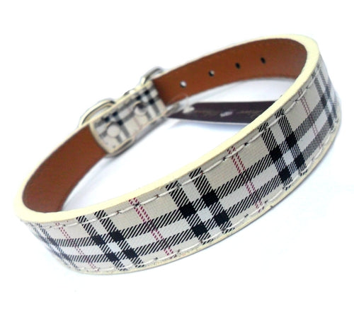 Burberry-style Tartan Dog Collar